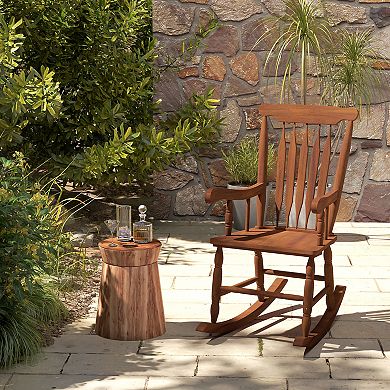 Outsunny 350 Lbs Outdoor Wood Rocking Chair With High Back For Patio