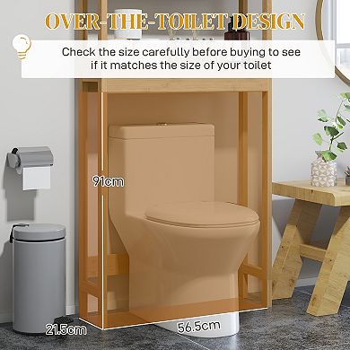 Homcom Over The Toilet Storage Cabinet With Slatted Doors, Adjustable Shelf
