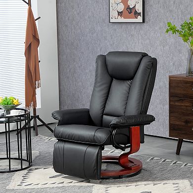 Homcom Swivel Recliner Chair W/ Footrest, Pu Leather Reclining Chair