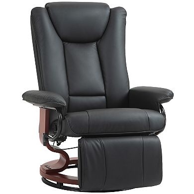 Homcom Swivel Recliner Chair W/ Footrest, Pu Leather Reclining Chair