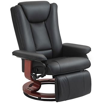 Homcom Swivel Recliner Chair W/ Footrest, Pu Leather Reclining Chair