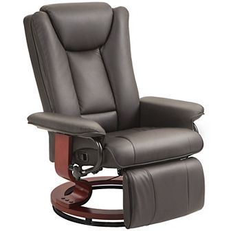 Homcom Swivel Recliner Chair W/ Footrest, Pu Leather Reclining Chair