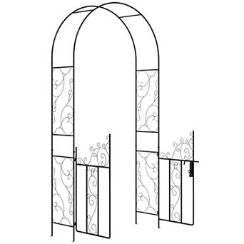 Outsunny 7.5 Metal Garden Arch W/ Double Gate, Garden Arbor Trellis, Black