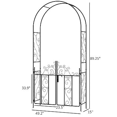 Outsunny 7.5 Metal Garden Arch w/ Double Gate, Garden Arbor Trellis,