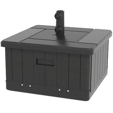 Outsunny Patio Umbrella Base With Wheels, End Table, Planter Box, Black