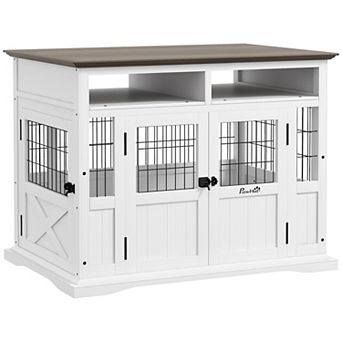 Pawhut Dog Crate Furniture Side End Table W/ Storage For Small Medium Dogs