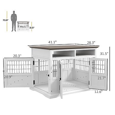 Pawhut Dog Crate Furniture Side End Table W/ Storage For Small Medium Dogs