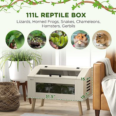 PawHut 30 Gallon Reptile Terrarium W/ Top Opening Windows & Air Vents