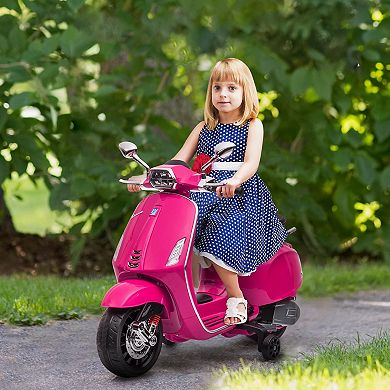 Qaba Vespa Licensed Electric Motorcycle For Kids W/ Music, Fm Radio
