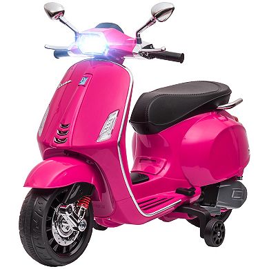 Qaba Vespa Licensed Electric Motorcycle For Kids W/ Music, Fm Radio