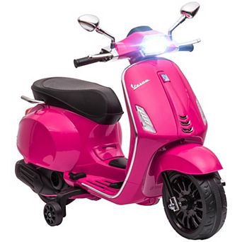 Qaba Vespa Licensed Electric Motorcycle For Kids W/ Music, Fm Radio