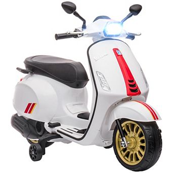 Qaba Vespa Licensed Electric Motorcycle For Kids W/ Music, Fm Radio