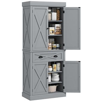 HOMCOM 72inch Kitchen Pantry Storage Cabinet with Adjustable Shelves