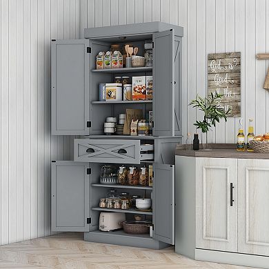 Homcom 72" Kitchen Pantry Storage Cabinet With Adjustable Shelves