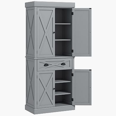 Homcom 72" Kitchen Pantry Storage Cabinet With Adjustable Shelves