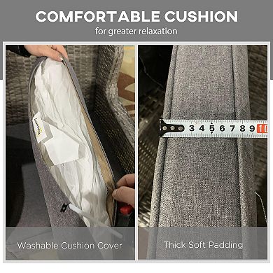 Outsunny Wicker Rocking Chair Set, Outdoor Rockers w/ Cushions,