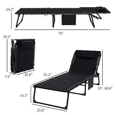 Outsunny Folding Chaise Lounge Set, Padded Reclining Tanning Chairs