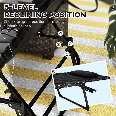 Outsunny Folding Chaise Lounge Set, Padded Reclining Tanning Chairs