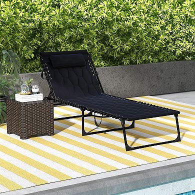 Outsunny Folding Chaise Lounge Set, Padded Reclining Tanning Chairs