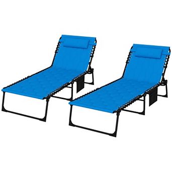Outsunny Folding Chaise Lounge Set, Padded Reclining Tanning Chairs