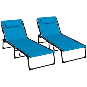 Outsunny Folding Chaise Lounge Set, Padded Reclining Tanning Chairs