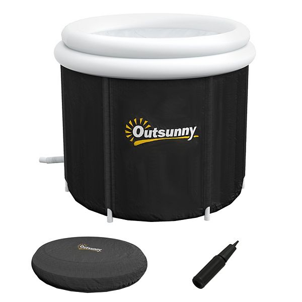 Outsunny Portable Cold Plunge Tub, Ice Bath Tub With Thermo Lid - Black