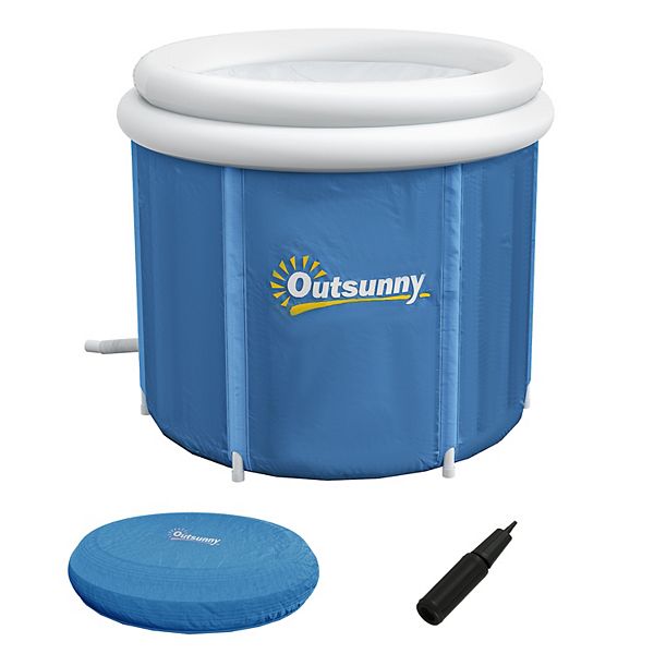 Outsunny Portable Cold Plunge Tub, Ice Bath Tub With Thermo Lid - Blue