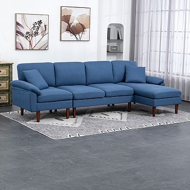 Homcom Convertible Sectional Sofa With Reversible Chaise Lounge, Blue