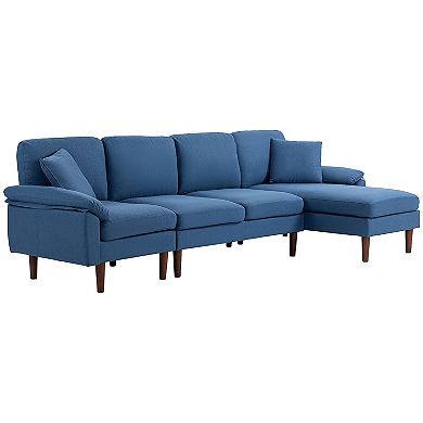 Homcom Convertible Sectional Sofa With Reversible Chaise Lounge, Blue