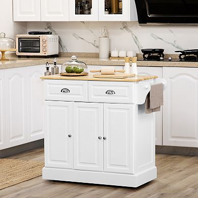 Homcom Kitchen Island On Wheels Kitchen Storage Cabinet Utility Cart