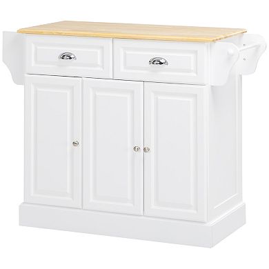 Homcom Kitchen Island On Wheels Kitchen Storage Cabinet Utility Cart
