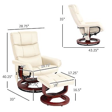 Homcom Pu Leather Massage Recliner With Ottoman And Remote