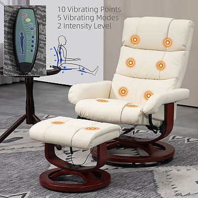 Homcom Pu Leather Massage Recliner With Ottoman And Remote