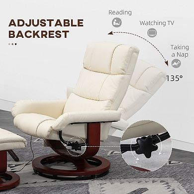 Homcom Pu Leather Massage Recliner With Ottoman And Remote