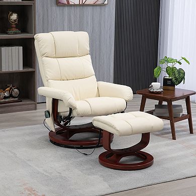 Homcom Pu Leather Massage Recliner With Ottoman And Remote
