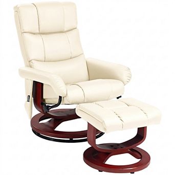 HOMCOM PU Leather Massage Recliner with Ottoman and Remote White