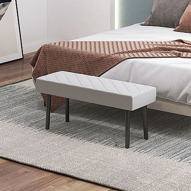 Homcom Faux Leather Ottoman Bench 39.4" W/ Metal Legs