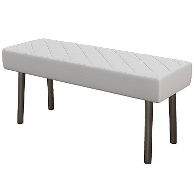 Homcom Faux Leather Ottoman Bench 39.4" W/ Metal Legs