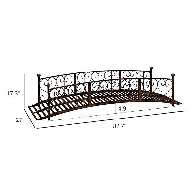 Outsunny 7' Metal Arch Garden Bridge with Siderails, Arc Footbridge,