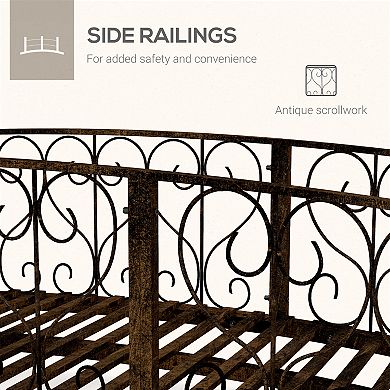 Outsunny 7' Metal Arch Garden Bridge with Siderails, Arc Footbridge,