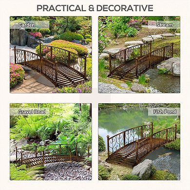 Outsunny 7' Metal Arch Garden Bridge with Siderails, Arc Footbridge,
