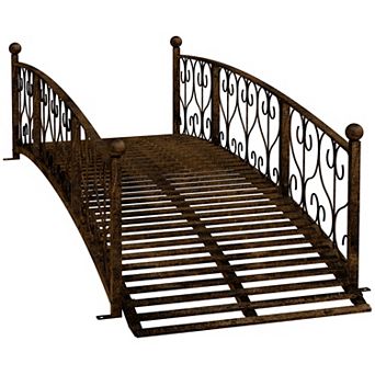 Outsunny 7' Metal Arch Garden Bridge with Siderails, Arc Footbridge,