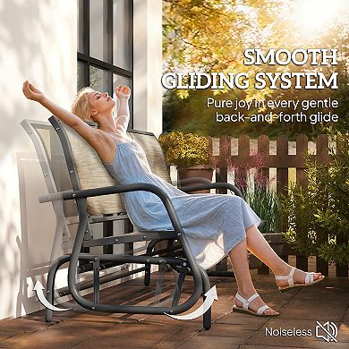 Outsunny Outdoor Glider Bench for 3 with Breathable Mesh Fabric