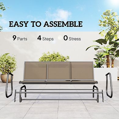 Outsunny Outdoor Glider Bench for 3 with Breathable Mesh Fabric