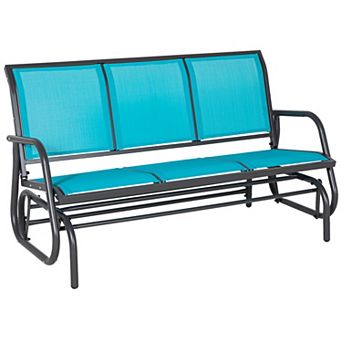 Outsunny Outdoor Glider Bench For 3 With Breathable Mesh Fabric, Brown