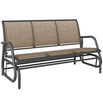 Outsunny Outdoor Glider Bench for 3 with Breathable Mesh Fabric