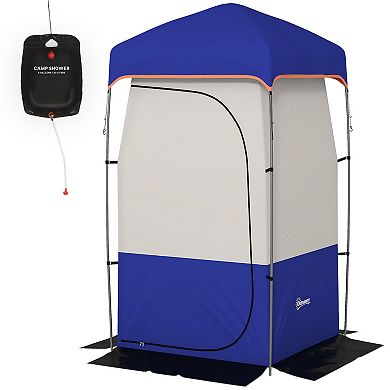 Outsunny Camping Shower Tent With Solar Shower Bag And Carrying Bag