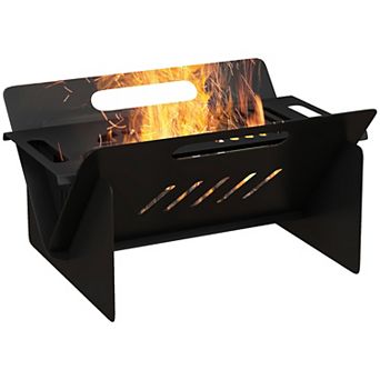 Outsunny 3 in Fire Pit, Stove, Coffee Table W/ Carrying Bag, Easy Assembly