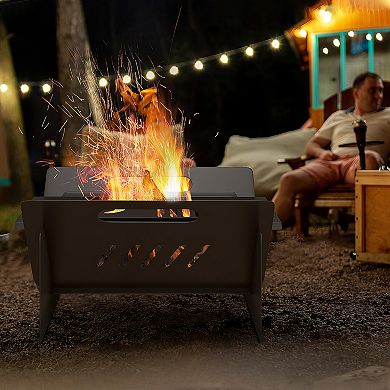 Outsunny 3-in1 Fire Pit, Stove, Coffee Table W/ Carrying Bag, Easy Assembly