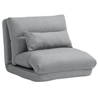 Homcom Folding Floor Chair With 6-position Adjustable Back Pillow